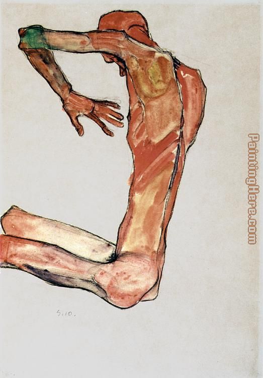 Male Nude painting - Egon Schiele Male Nude art painting